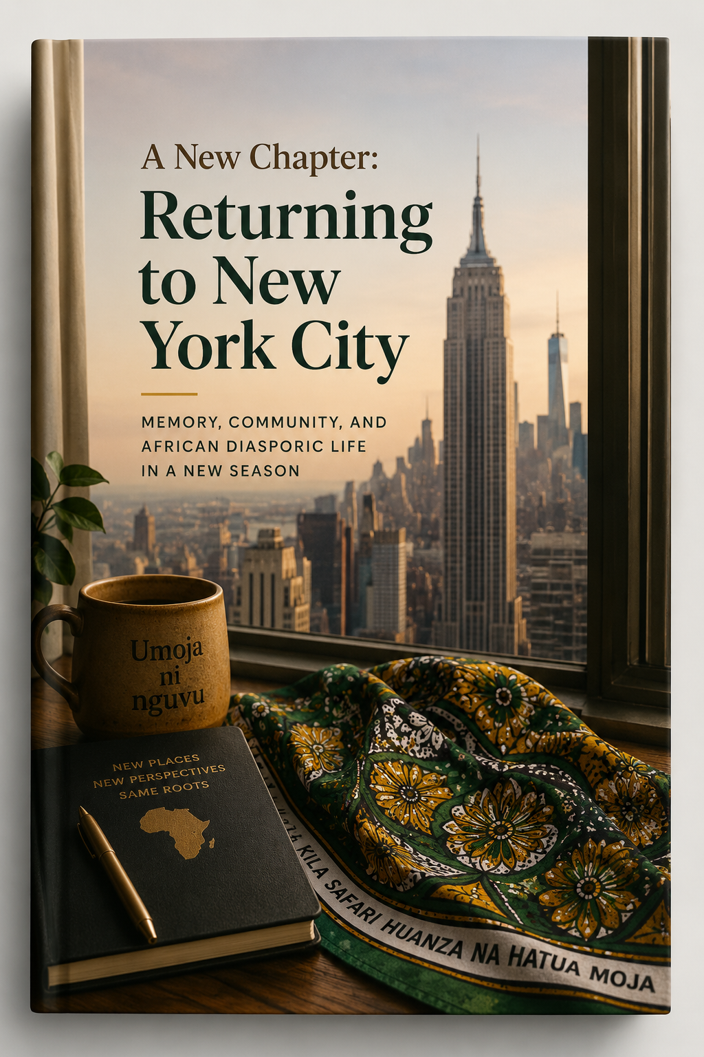 Book cover with New York City view.