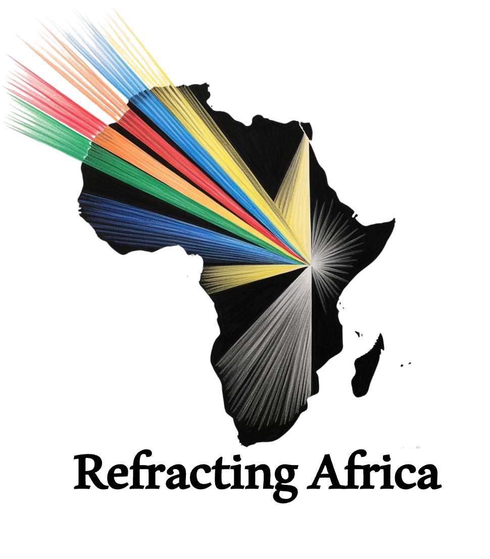 Map of Africa with colorful data lines.