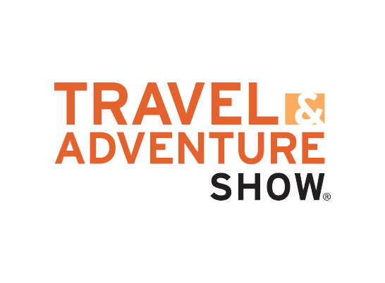Travel and Adventure Show logo in orange.