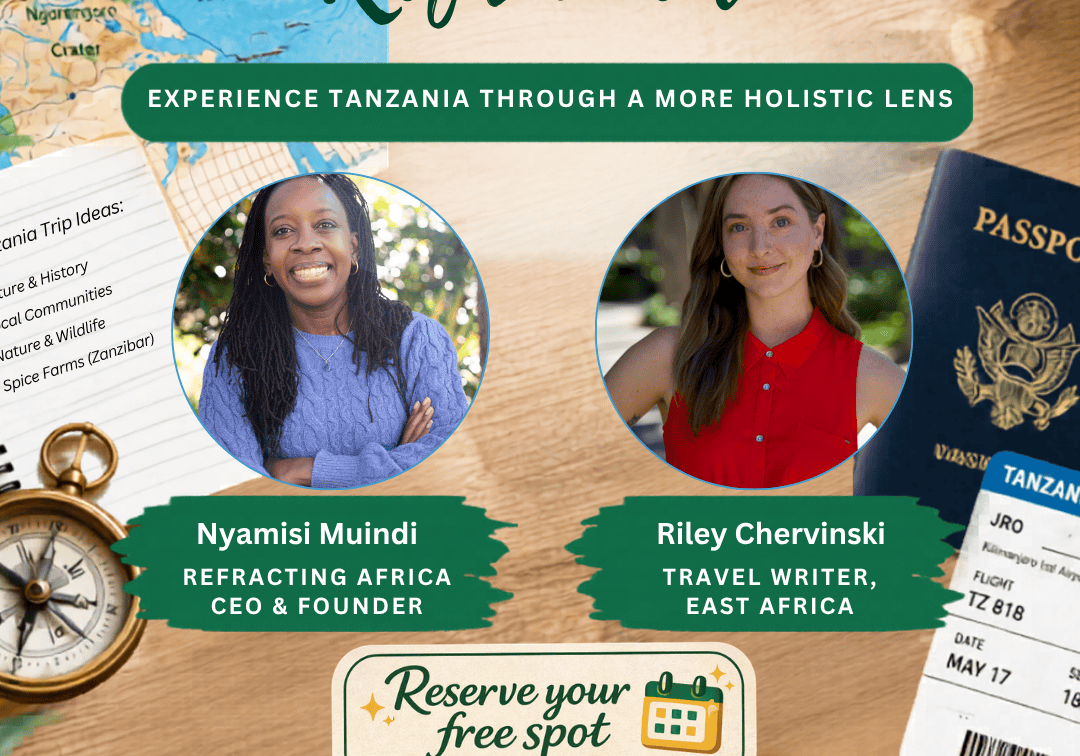 Tanzania travel event with speakers and details.