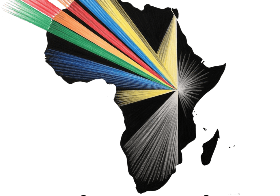 Map of Africa with colorful data lines.